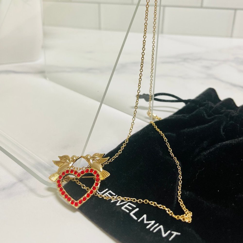 Jewelmint lovebirds pin necklace